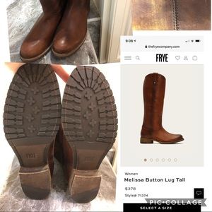 Frye Boots Melissa Button Lug Tall boot. NEW!!